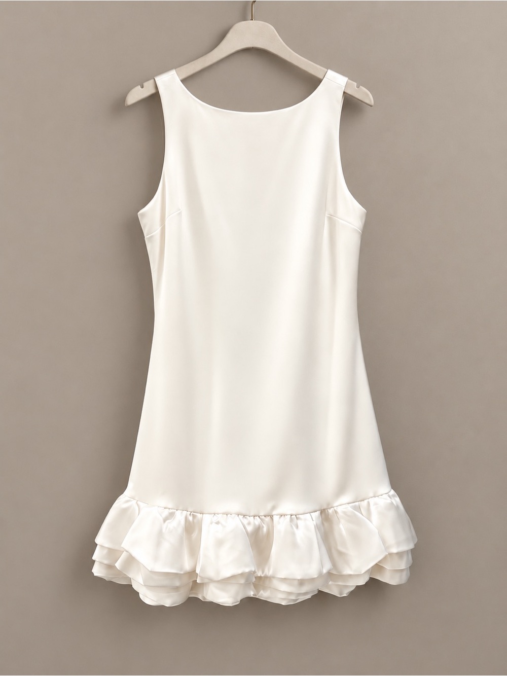 Blue Blush White Ruffle-Hem Mini Dress